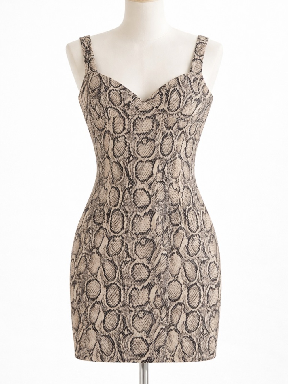 Zara Beige and Black Snakeskin Bodycon Mini Dress